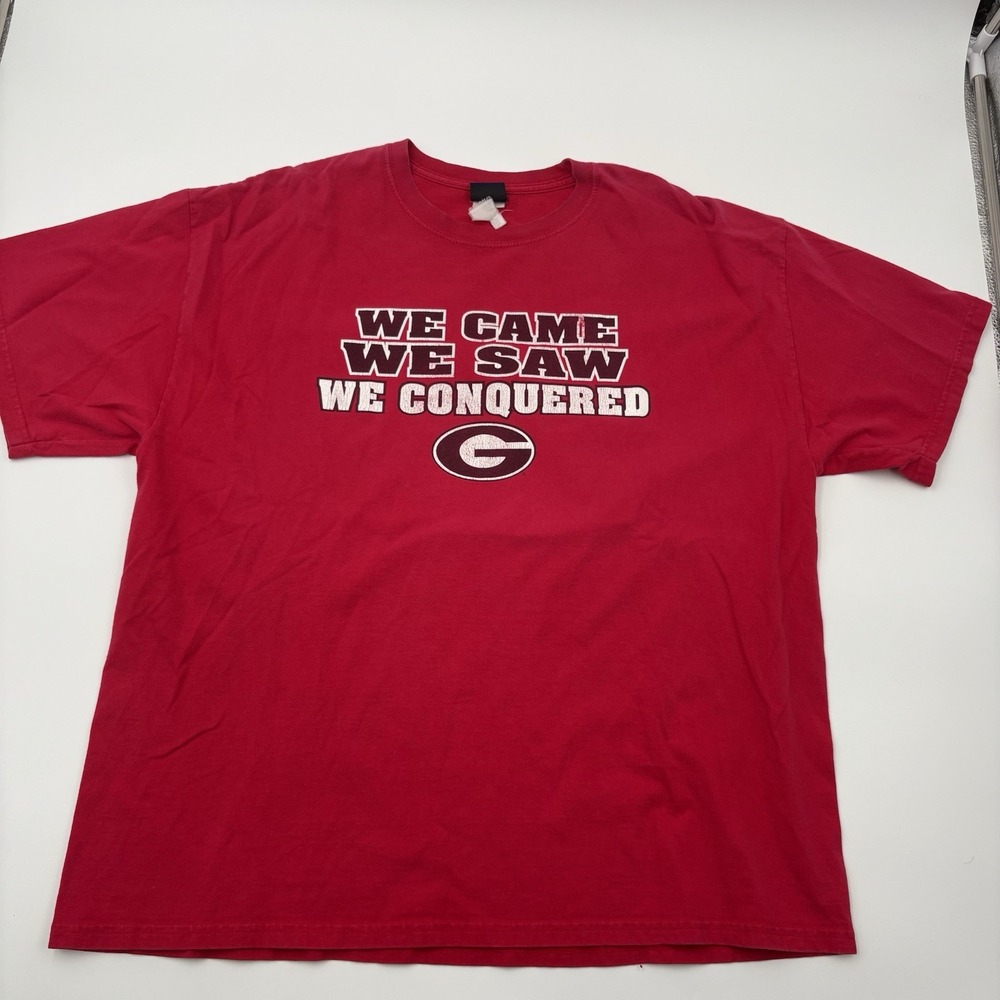 Old Varsity Brand Georgia Bulldogs We Came We Saw We Conquered Red T-Shirt XL